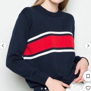 Brandy Melville Red Navy Striped Sweater